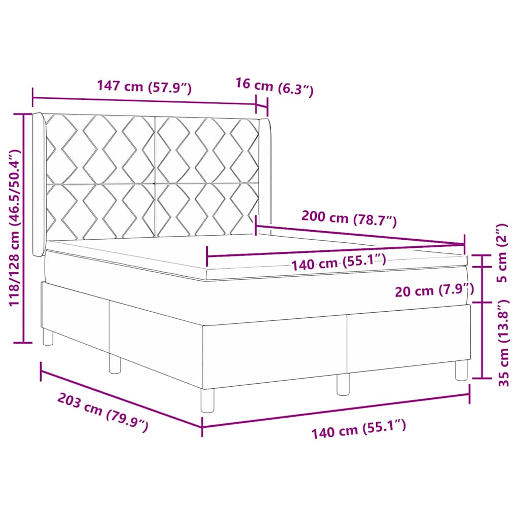 Boxspringbed met hoofdeinde Donkergroen 140 x 200 cm Fluweel – afbeelding 12