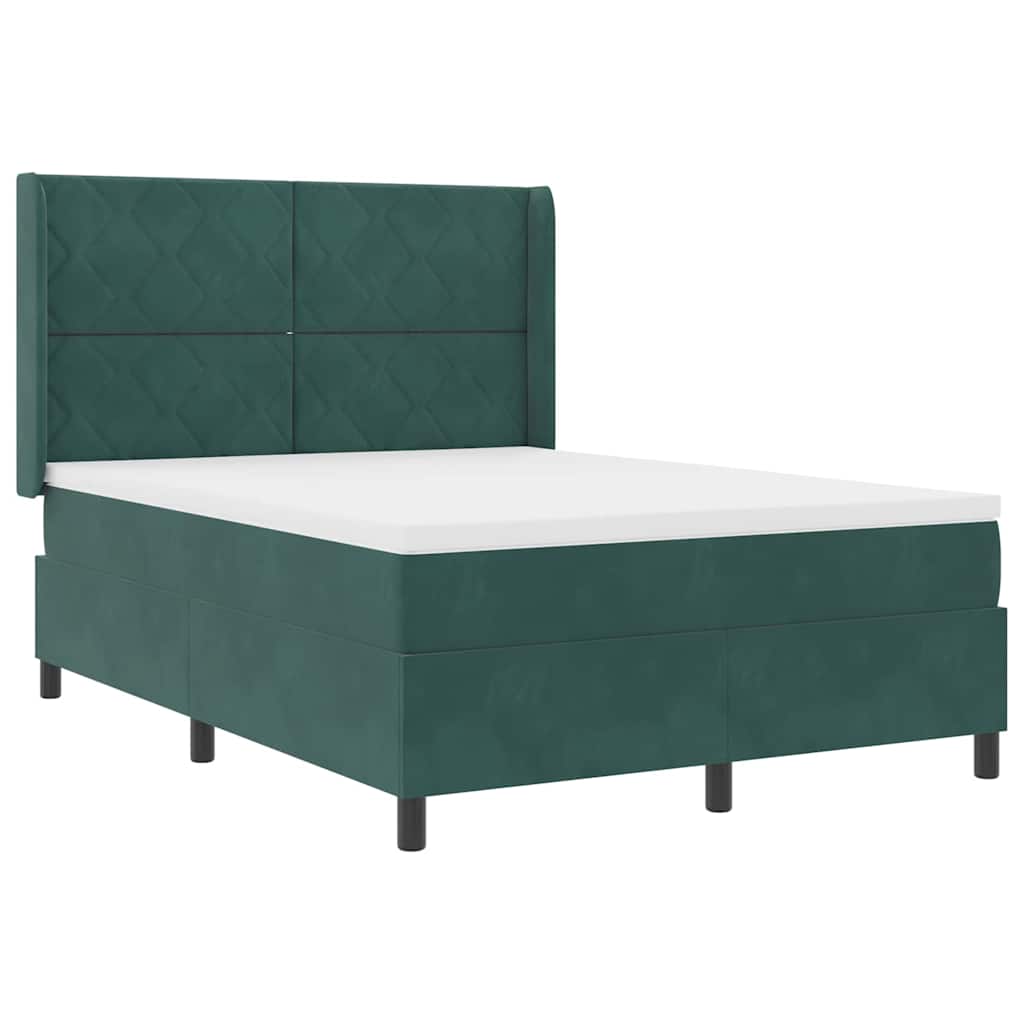 Boxspringbed met hoofdeinde Donkergroen 140 x 200 cm Fluweel – afbeelding 2