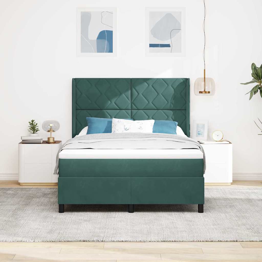 Boxspringbed met hoofdeinde Donkergroen 140 x 200 cm Fluweel – afbeelding 4