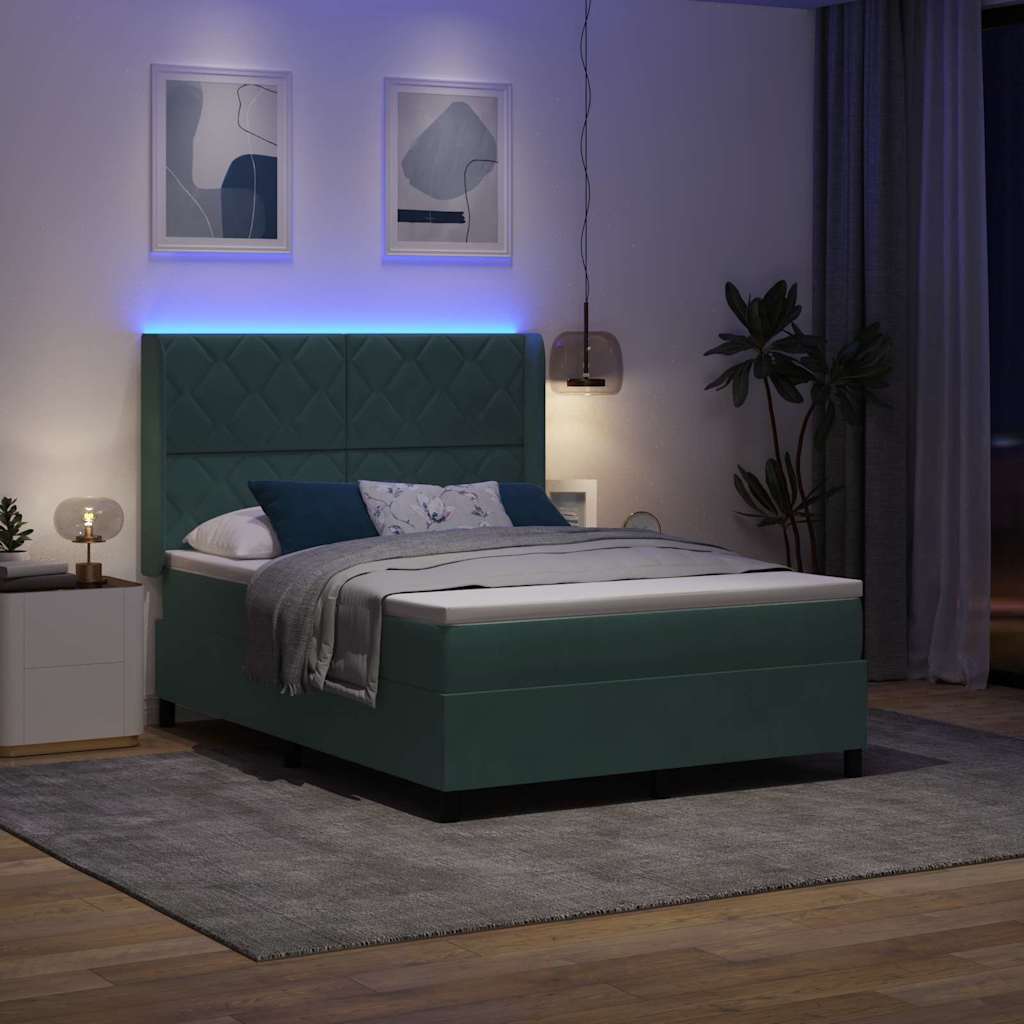 Boxspringbed met hoofdeinde Donkergroen 140 x 200 cm Fluweel – afbeelding 5