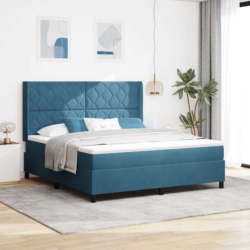 Boxspringbed met hoofdeinde Blauw 180 x 200 cm Fluweel – afbeelding 1