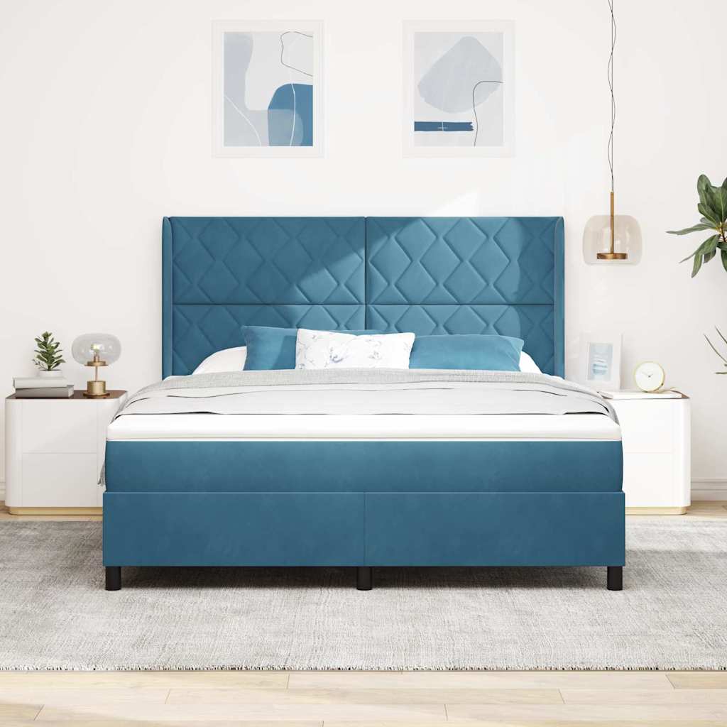 Boxspringbed met hoofdeinde Blauw 180 x 200 cm Fluweel – afbeelding 4