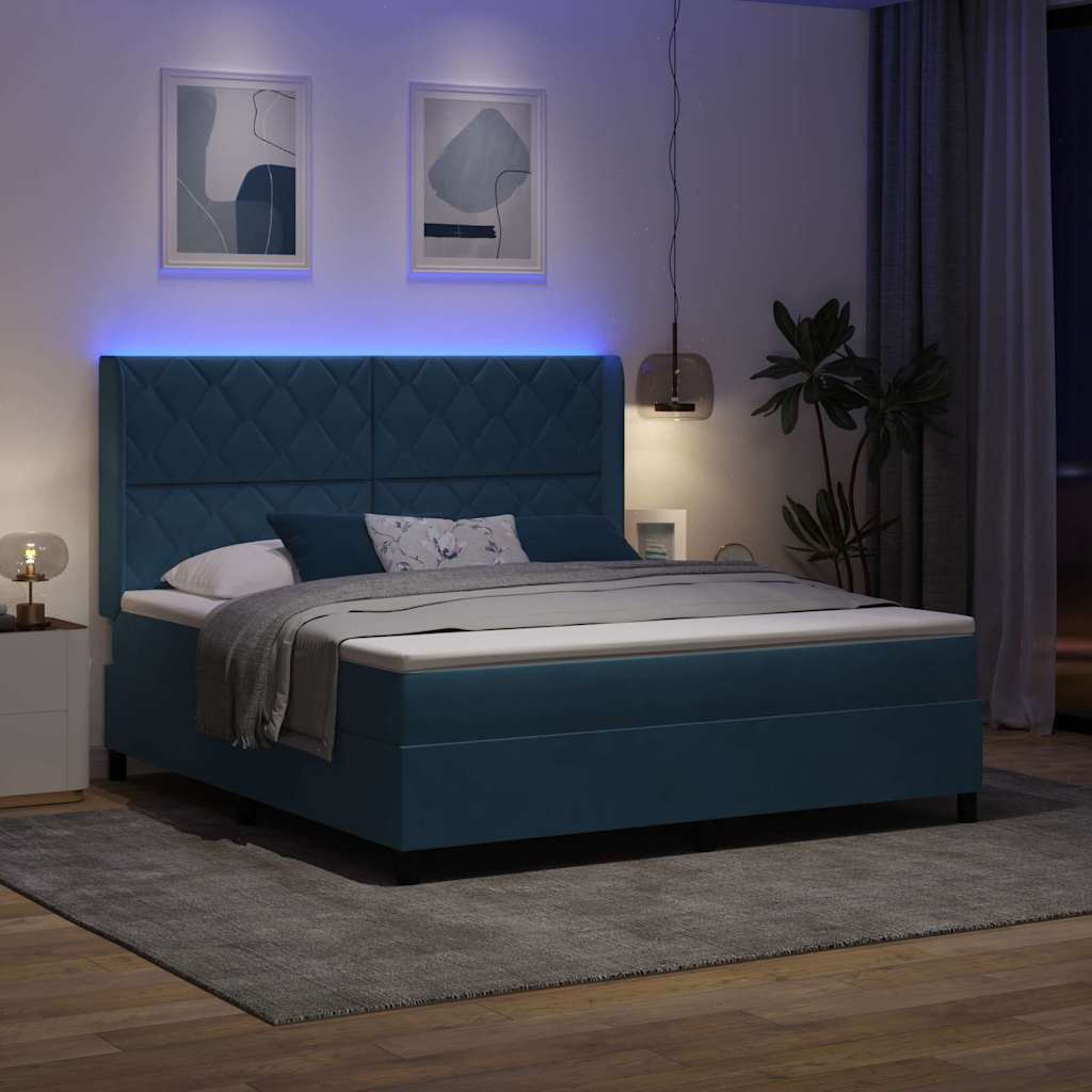 Boxspringbed met hoofdeinde Blauw 180 x 200 cm Fluweel – afbeelding 5