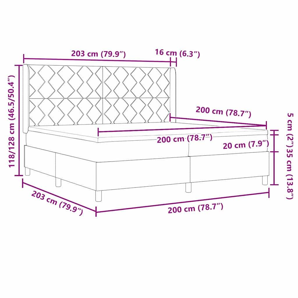 Boxspringbed met hoofdeinde Blauw 200 x 200 cm Fluweel – afbeelding 12