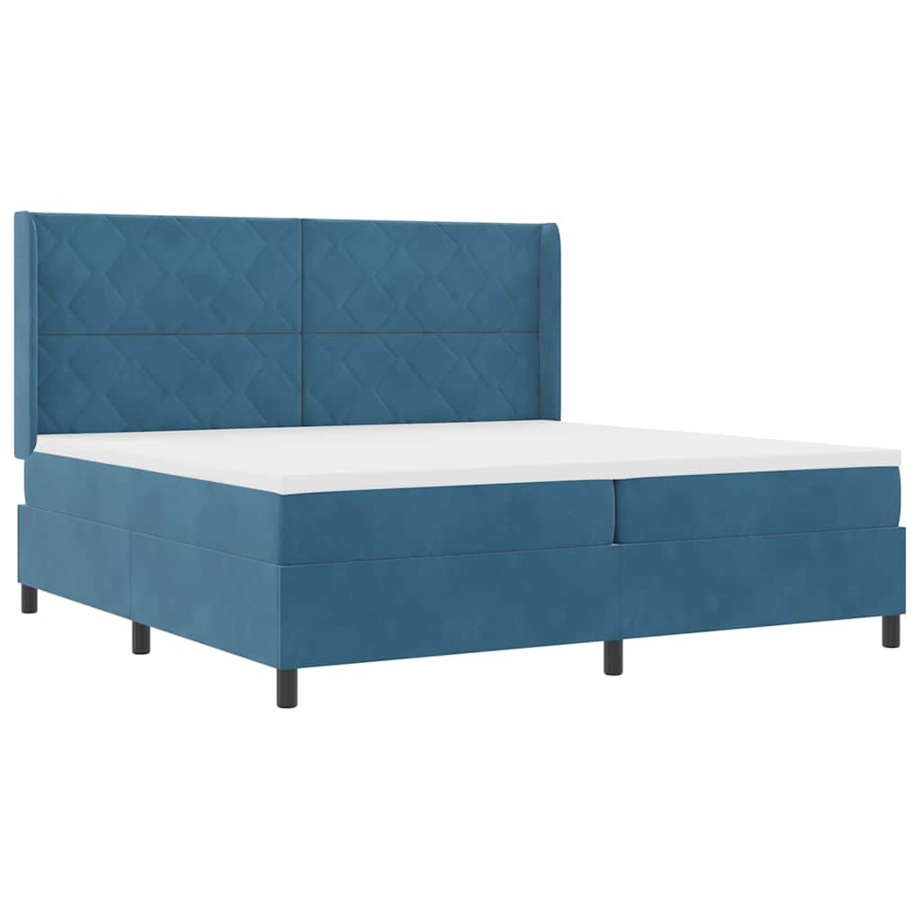 Boxspringbed met hoofdeinde Blauw 200 x 200 cm Fluweel – afbeelding 2