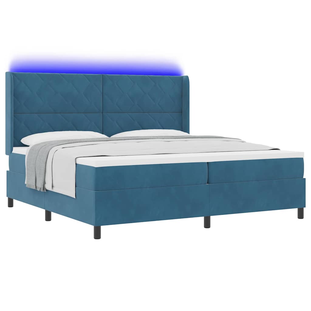 Boxspringbed met hoofdeinde Blauw 200 x 200 cm Fluweel – afbeelding 3