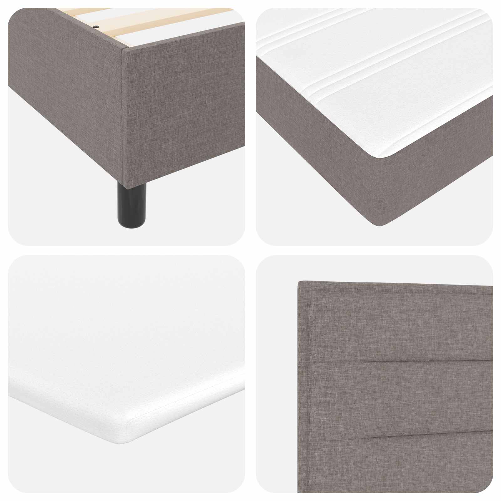 Boxspringbed met hoofdeinde Taupe 80 x 200 cm Stof – afbeelding 5