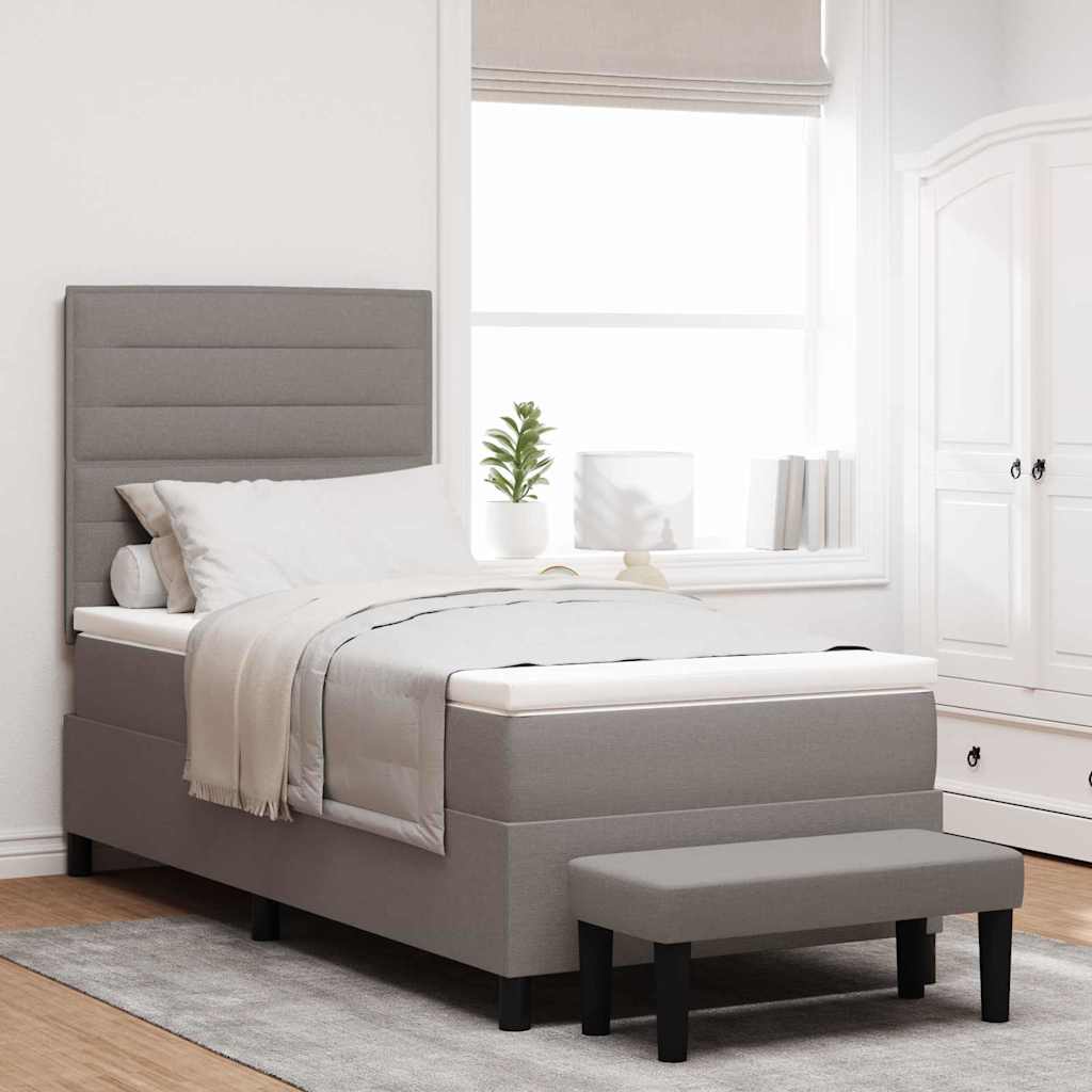 Boxspringbed met hoofdeinde Taupe 90 x 200 cm Stof – afbeelding 1