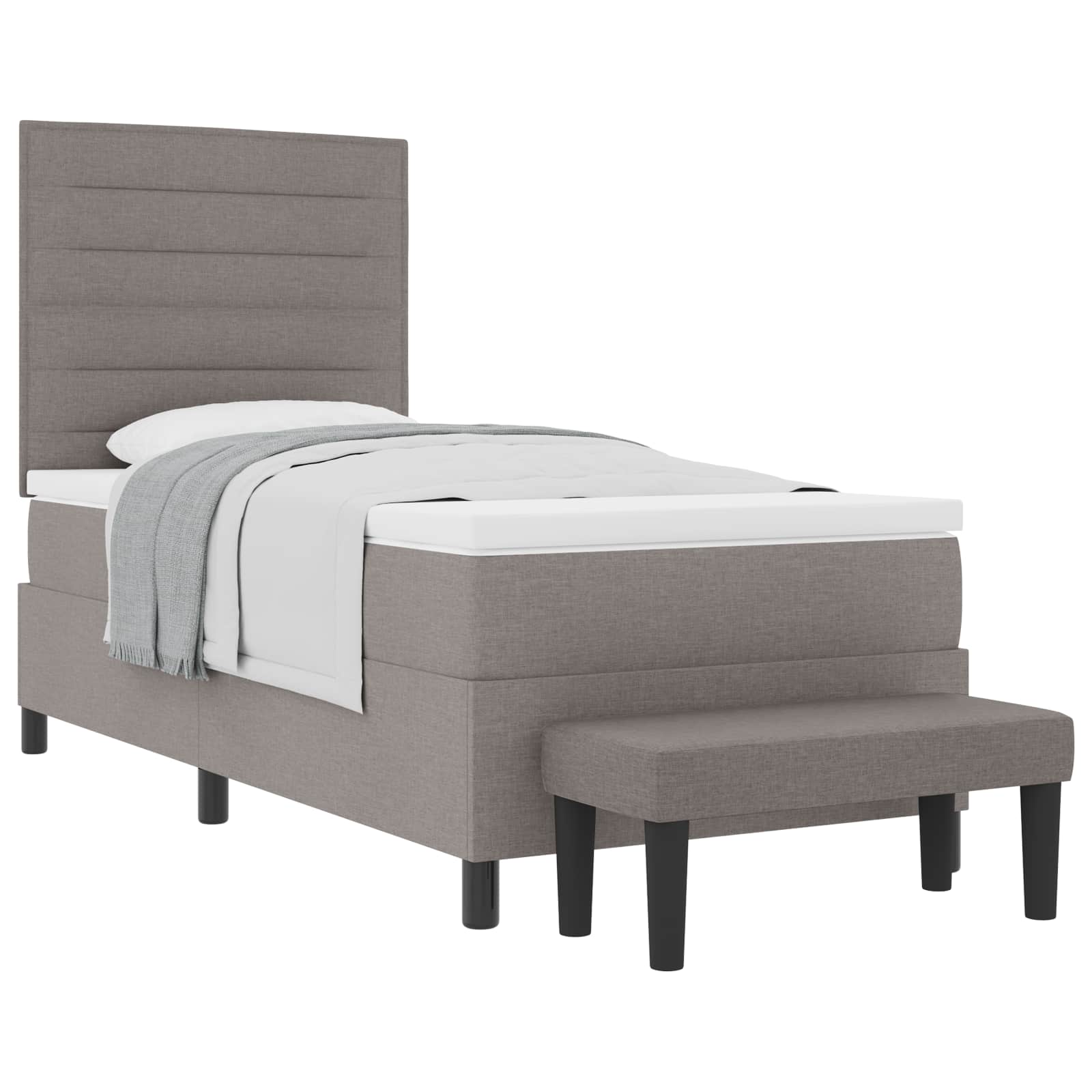 Boxspringbed met hoofdeinde Taupe 90 x 200 cm Stof – afbeelding 2