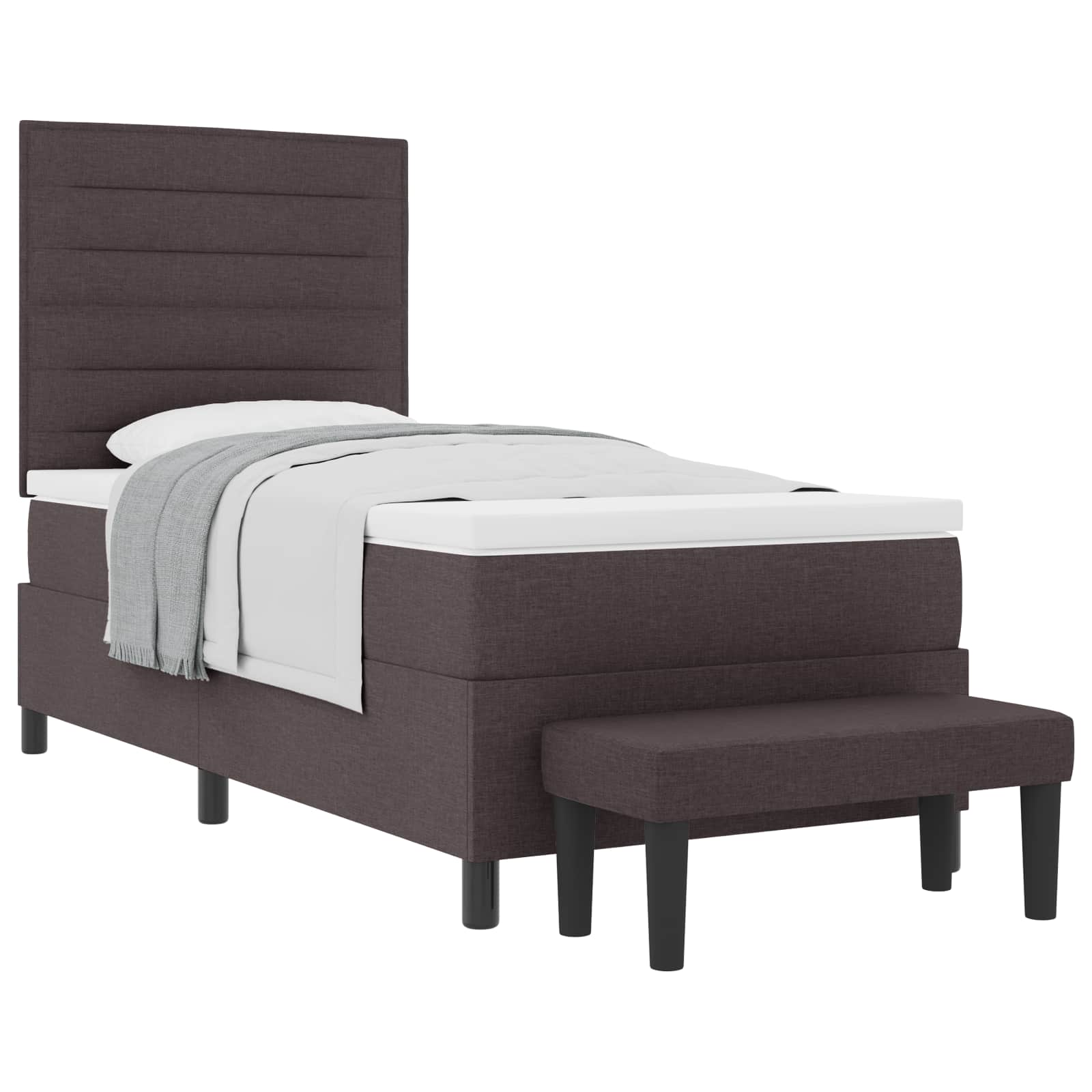Boxspringbed met hoofdeinde Donkerbruin 100 x 200 cm Stof – afbeelding 2