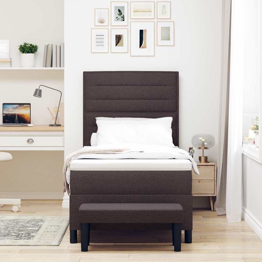 Boxspringbed met hoofdeinde Donkerbruin 100 x 200 cm Stof – afbeelding 3