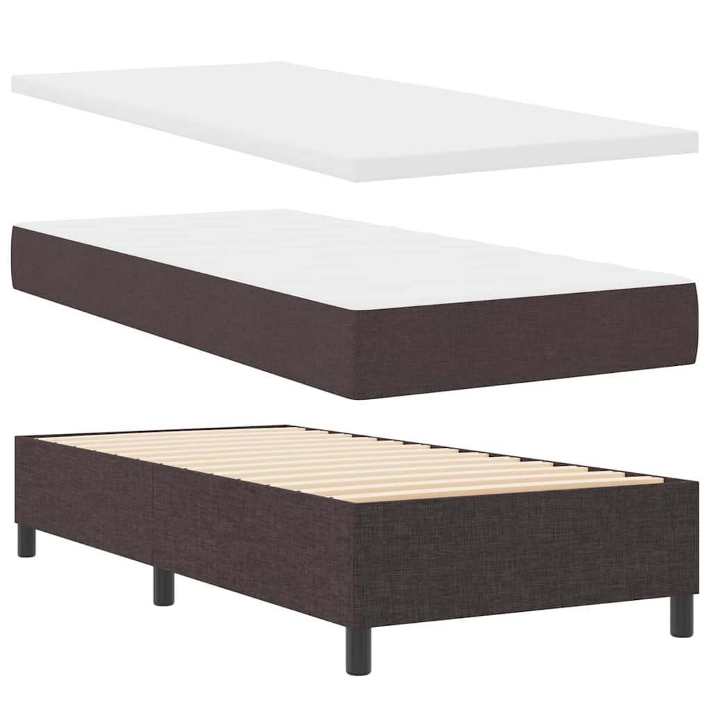 Boxspringbed met hoofdeinde Donkerbruin 100 x 200 cm Stof – afbeelding 4