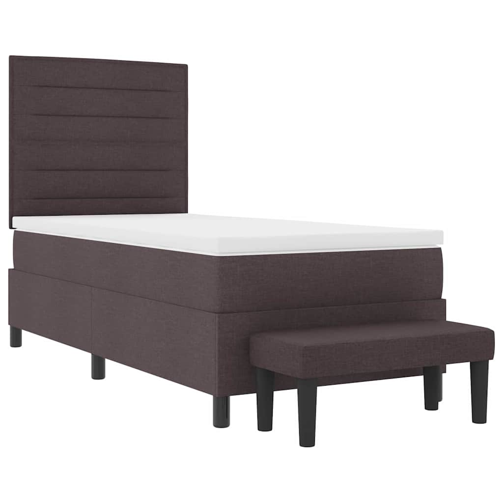 Boxspringbed met hoofdeinde Donkerbruin 100 x 200 cm Stof – afbeelding 7