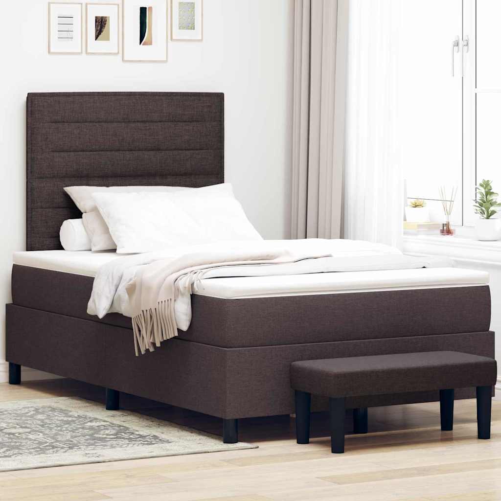 Boxspringbed met hoofdeinde Donkerbruin 120 x 190 cm Stof – afbeelding 1