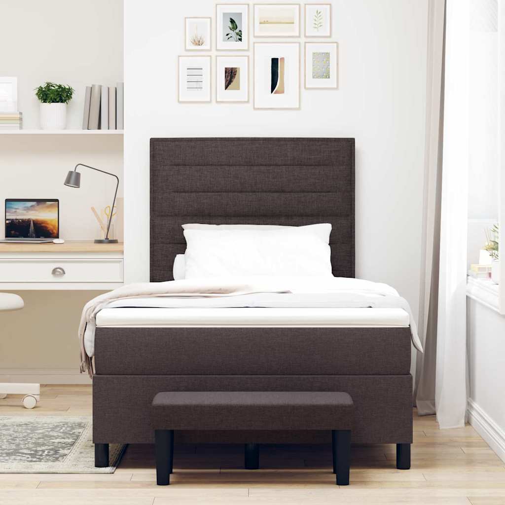 Boxspringbed met hoofdeinde Donkerbruin 120 x 190 cm Stof – afbeelding 3