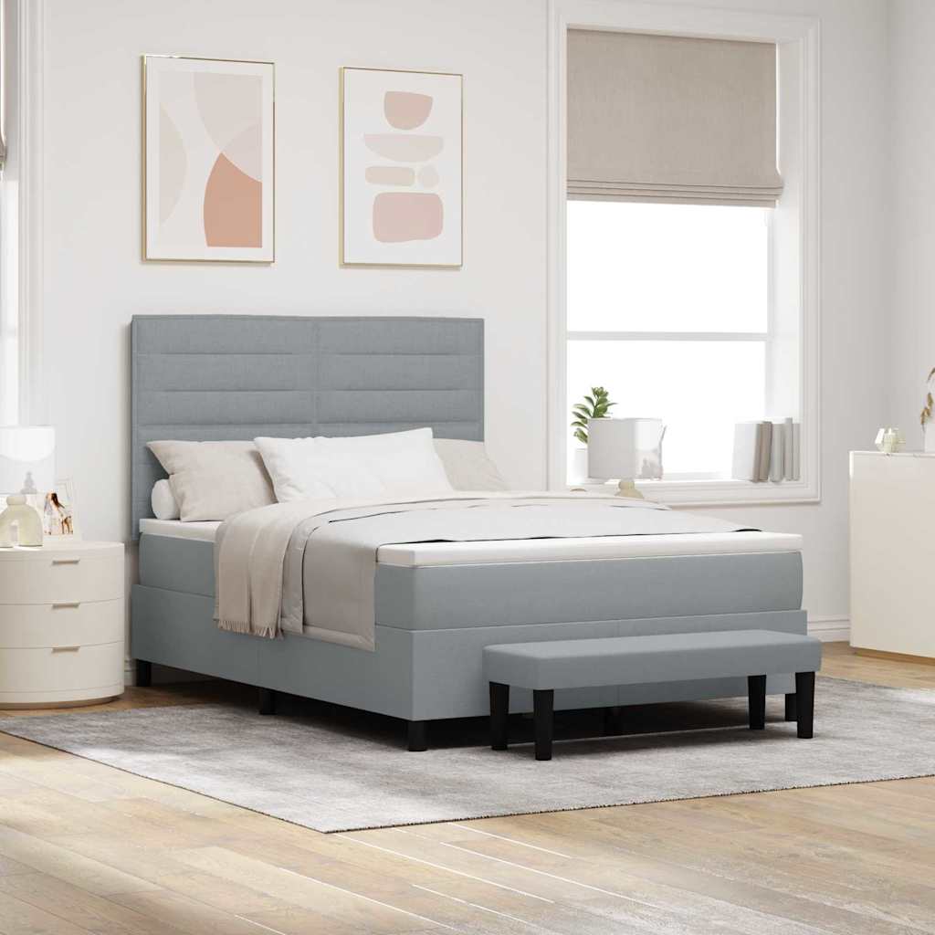 Boxspringbed met hoofdeinde Lichtgrijs 160 x 200 cm Stof – afbeelding 1