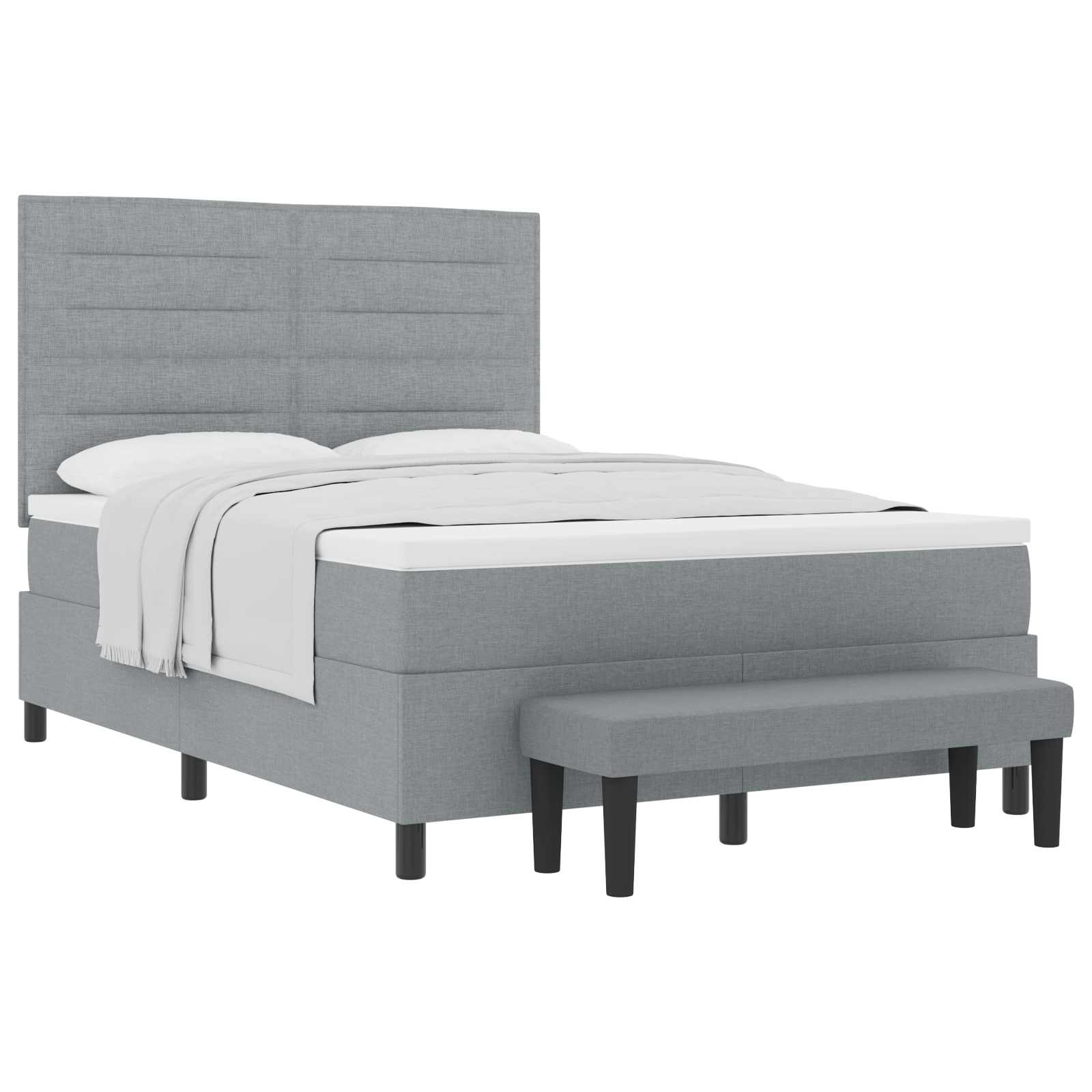 Boxspringbed met hoofdeinde Lichtgrijs 160 x 200 cm Stof – afbeelding 2
