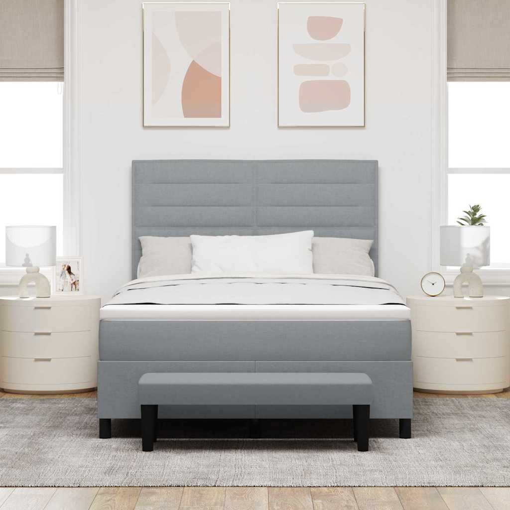Boxspringbed met hoofdeinde Lichtgrijs 160 x 200 cm Stof – afbeelding 3