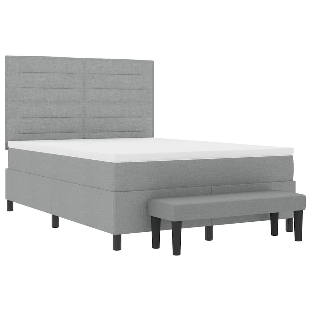 Boxspringbed met hoofdeinde Lichtgrijs 160 x 200 cm Stof – afbeelding 7