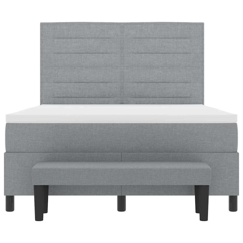 Boxspringbed met hoofdeinde Lichtgrijs 160 x 200 cm Stof – afbeelding 8
