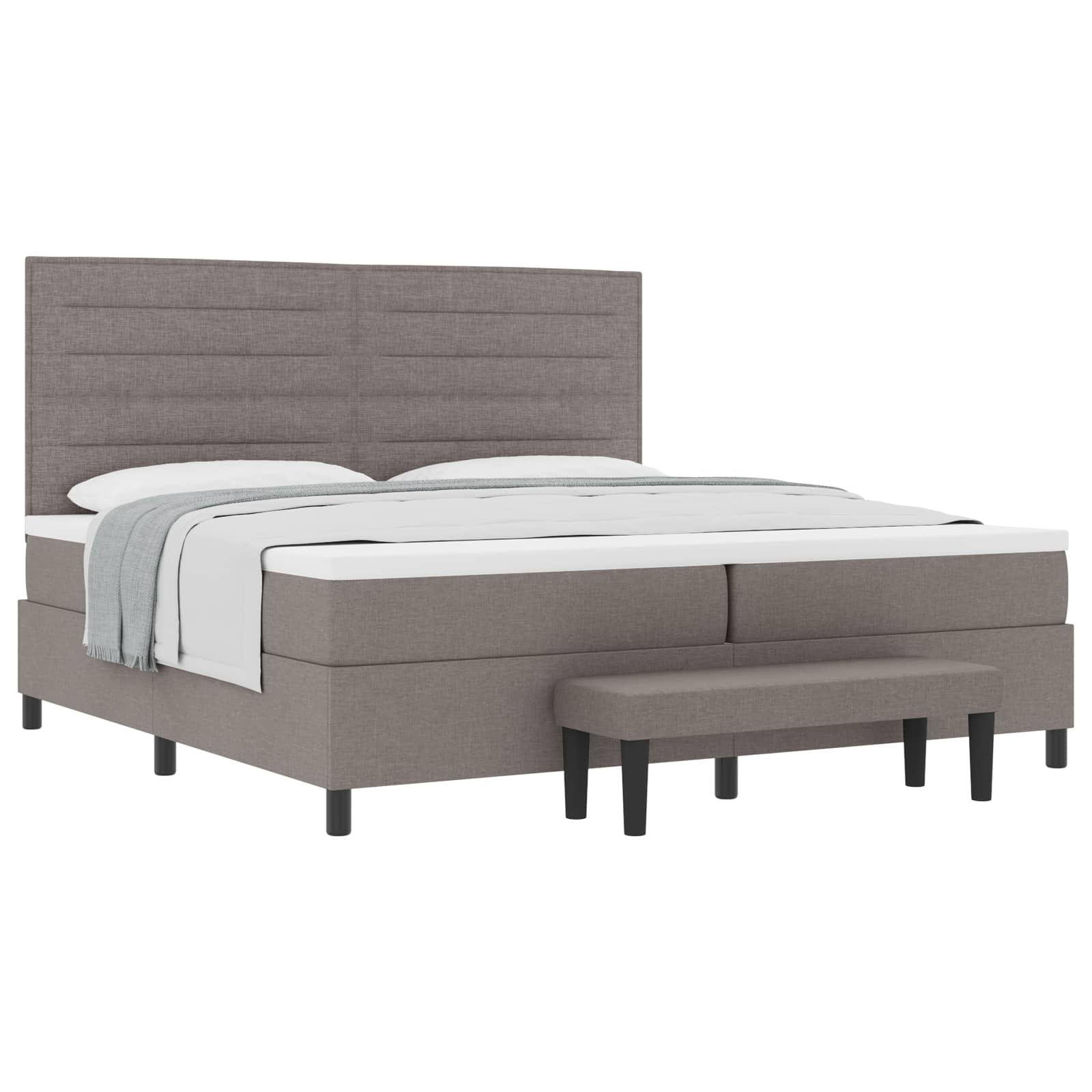 Boxspringbed met hoofdeinde Taupe 200 x 200 cm Stof – afbeelding 2