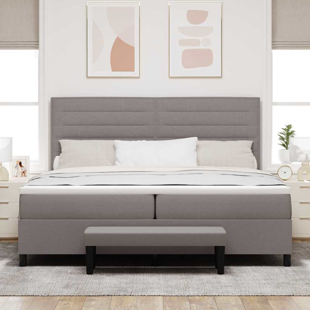 Boxspringbed met hoofdeinde Taupe 200 x 200 cm Stof – afbeelding 3