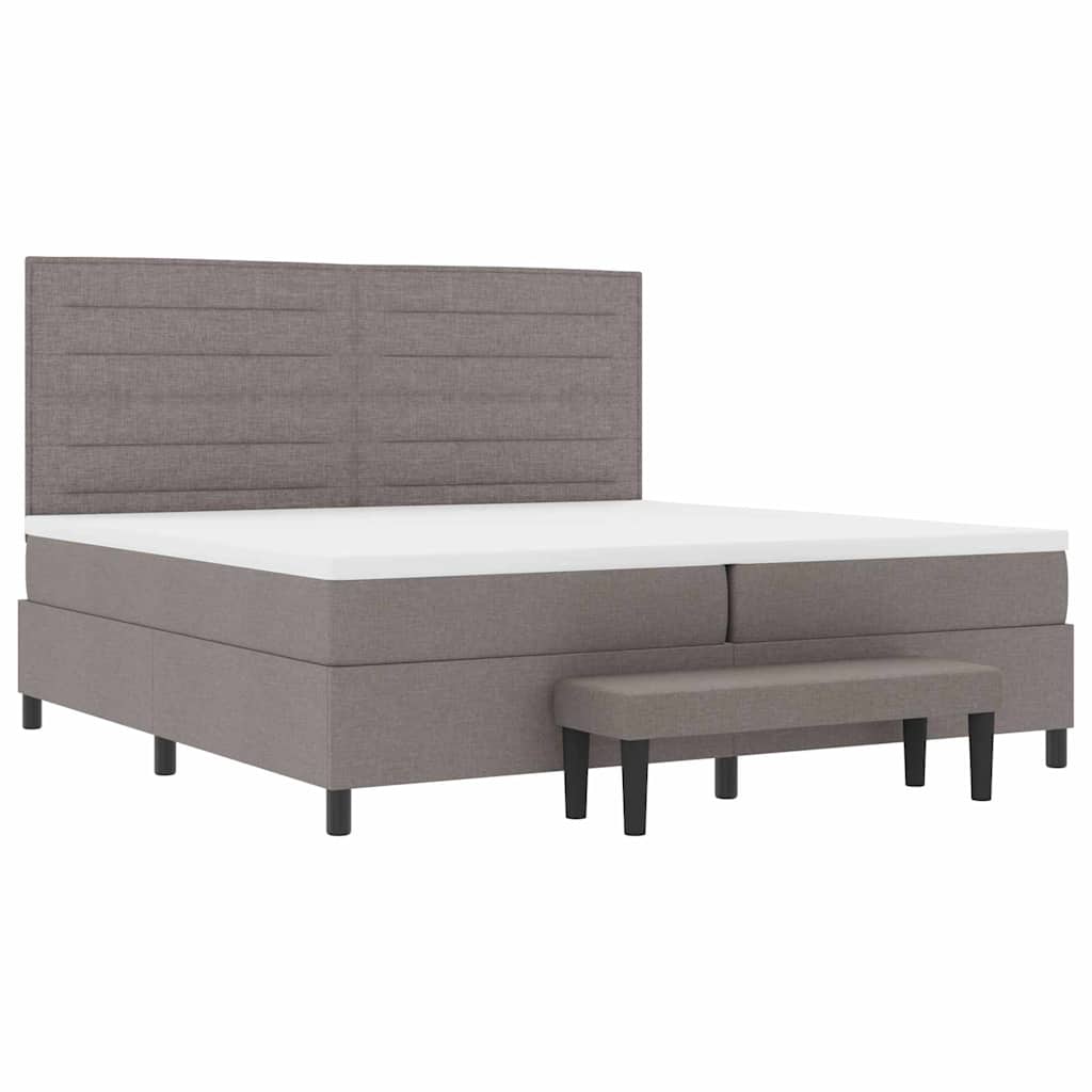 Boxspringbed met hoofdeinde Taupe 200 x 200 cm Stof – afbeelding 7