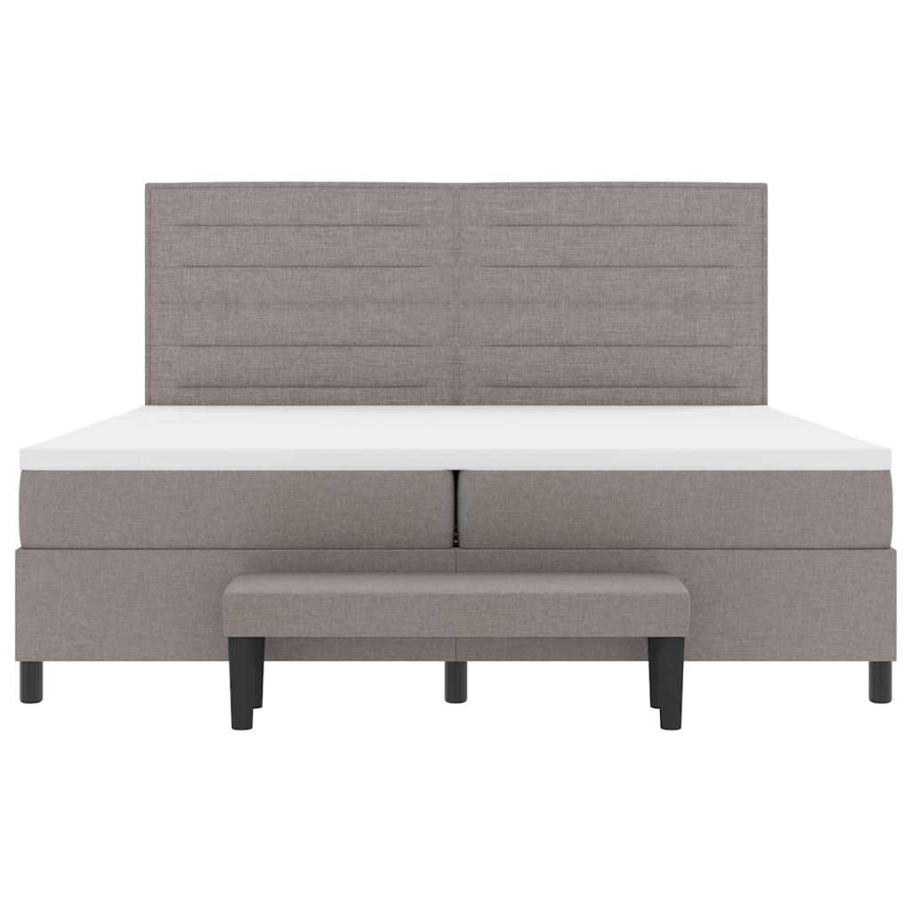Boxspringbed met hoofdeinde Taupe 200 x 200 cm Stof – afbeelding 8