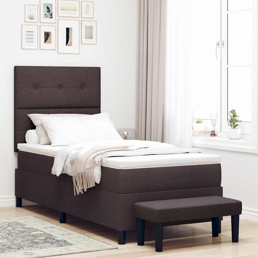 Boxspringbed met hoofdeinde Donkerbruin 80 x 200 cm Stof – afbeelding 1