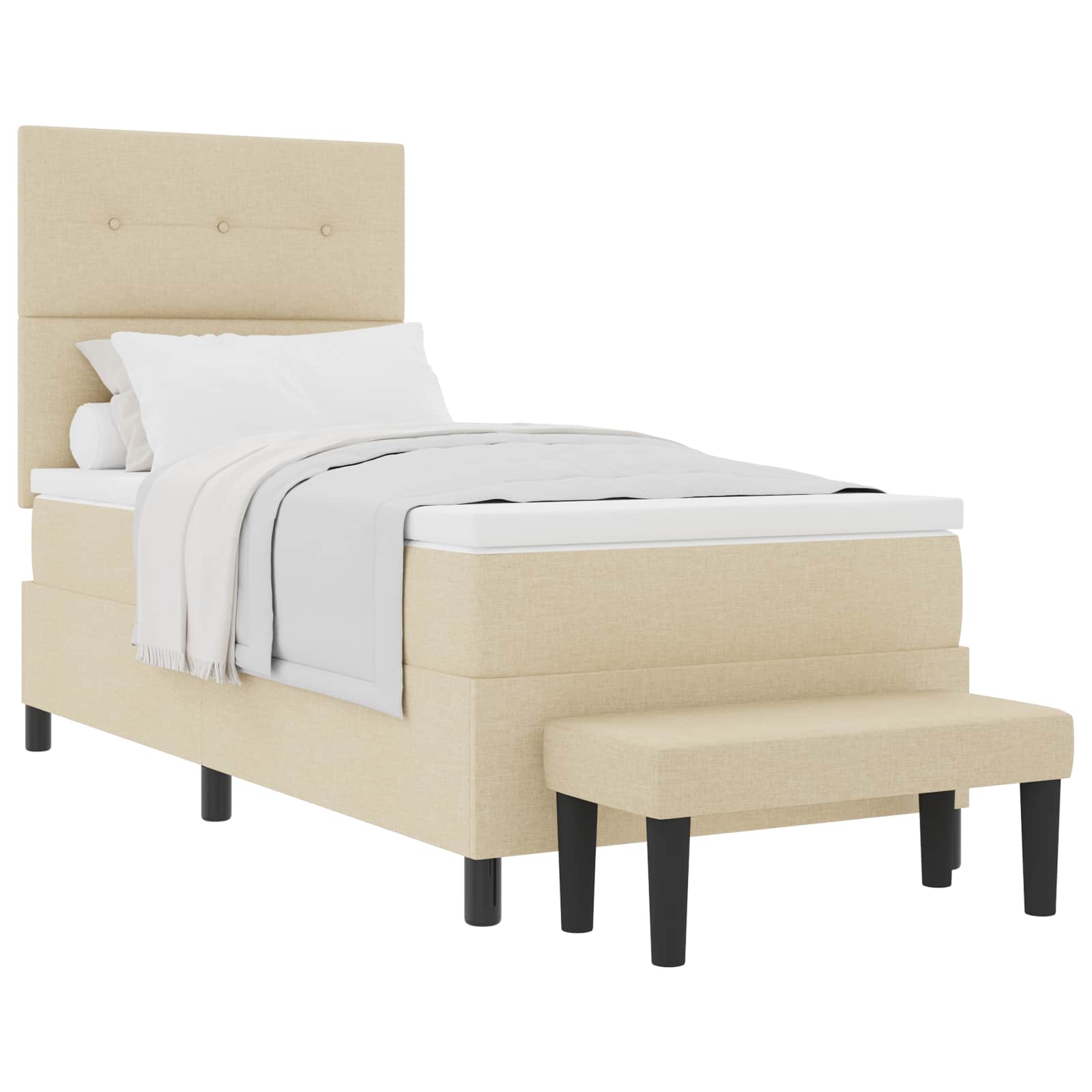Boxspringbed met hoofdeinde Crème 80 x 200 cm Stof – afbeelding 2
