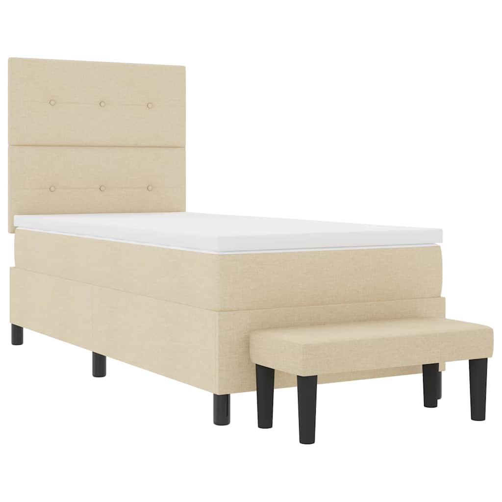 Boxspringbed met hoofdeinde Crème 80 x 200 cm Stof – afbeelding 7