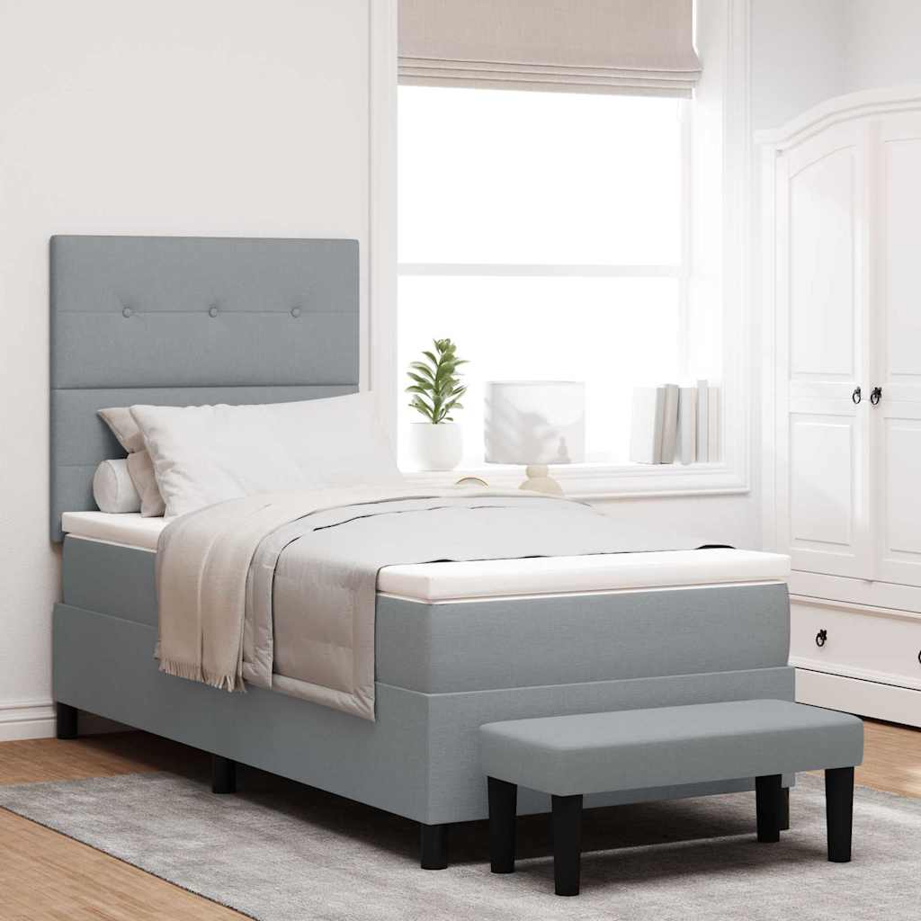 Boxspringbed met hoofdeinde Lichtgrijs 90 x 190 cm Stof – afbeelding 1