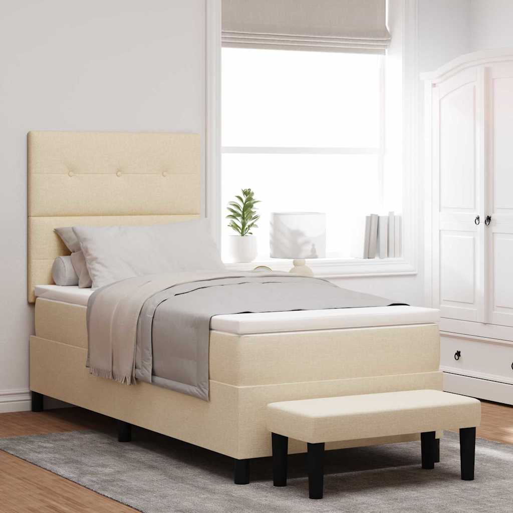 Boxspringbed met hoofdeinde Crème 90 x 190 cm Stof – afbeelding 1