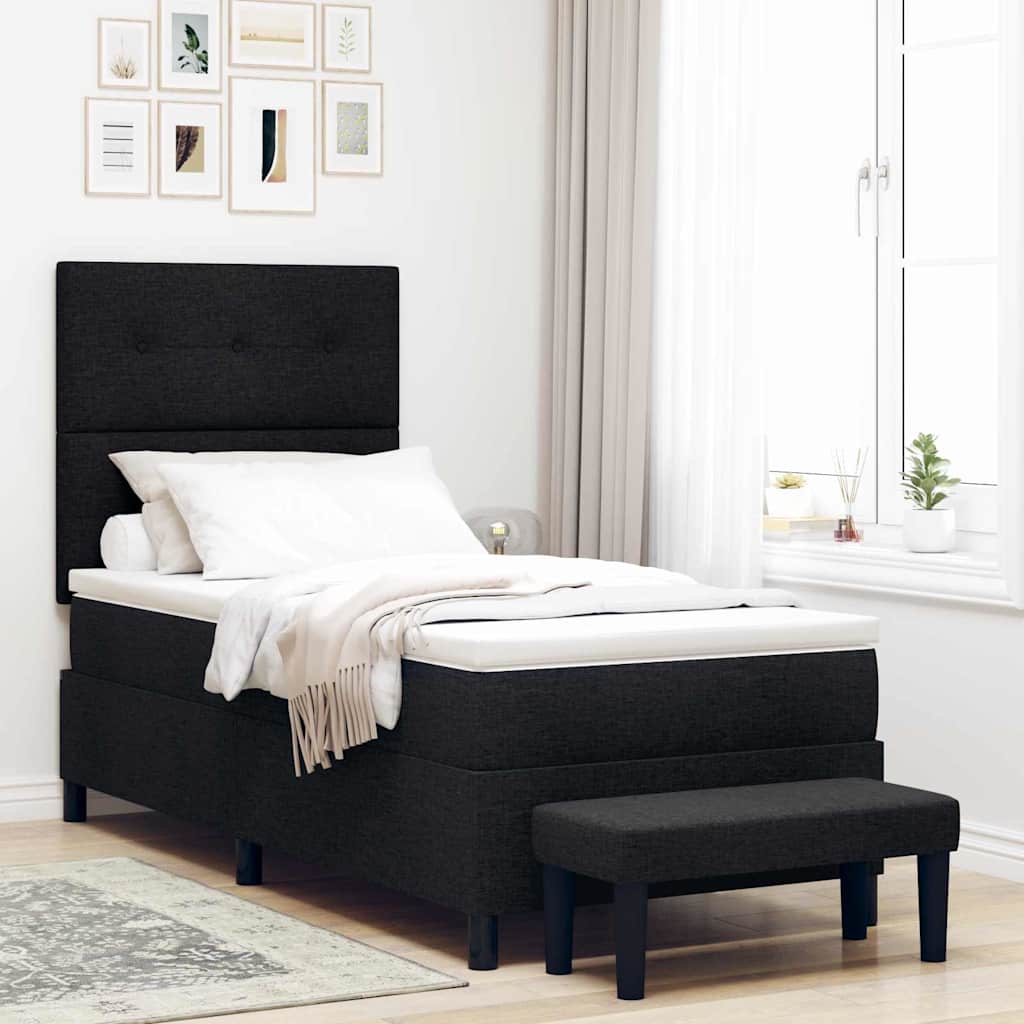 Boxspringbed met hoofdeinde Zwart 90 x 200 cm Stof – afbeelding 1