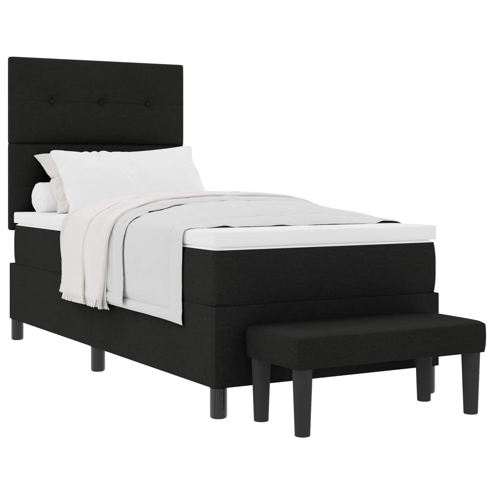Boxspringbed met hoofdeinde Zwart 90 x 200 cm Stof – afbeelding 2