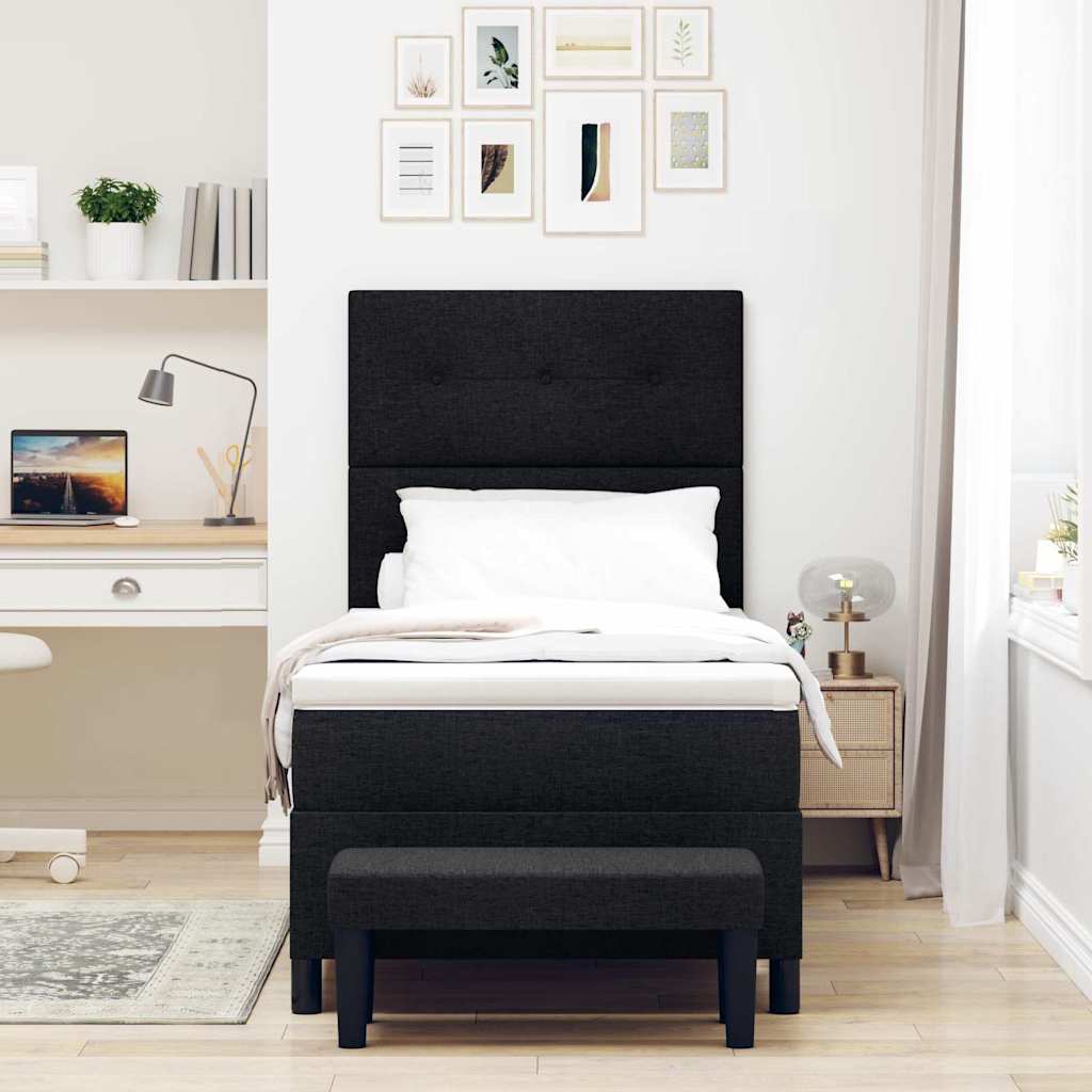 Boxspringbed met hoofdeinde Zwart 90 x 200 cm Stof – afbeelding 3