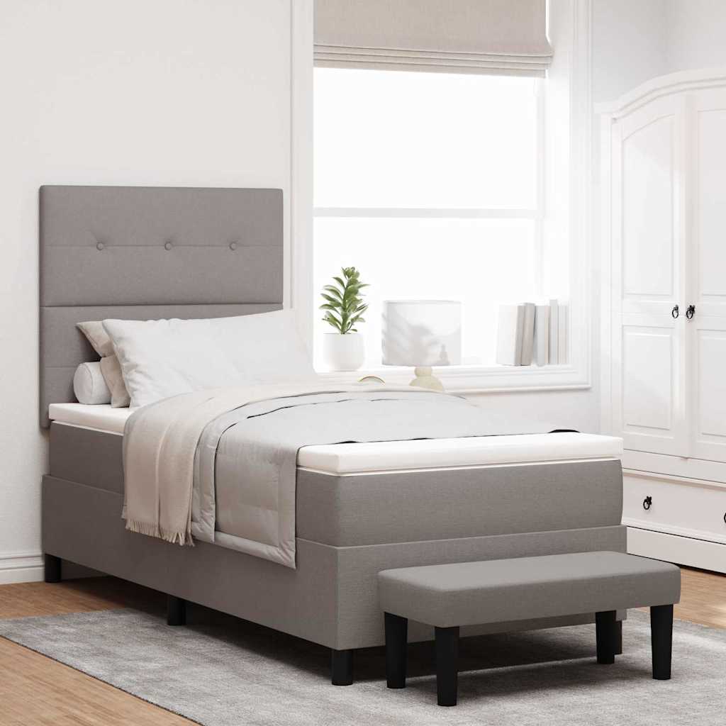 Boxspringbed met kussen met hoofdeinde Taupe 90 x 200 cm Stof – afbeelding 1