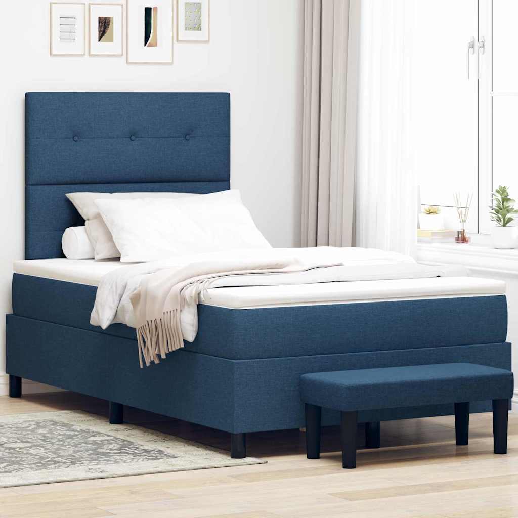 Boxspringbed met matras met hoofdeinde Blauw 120 x 200 cm Stof – afbeelding 1