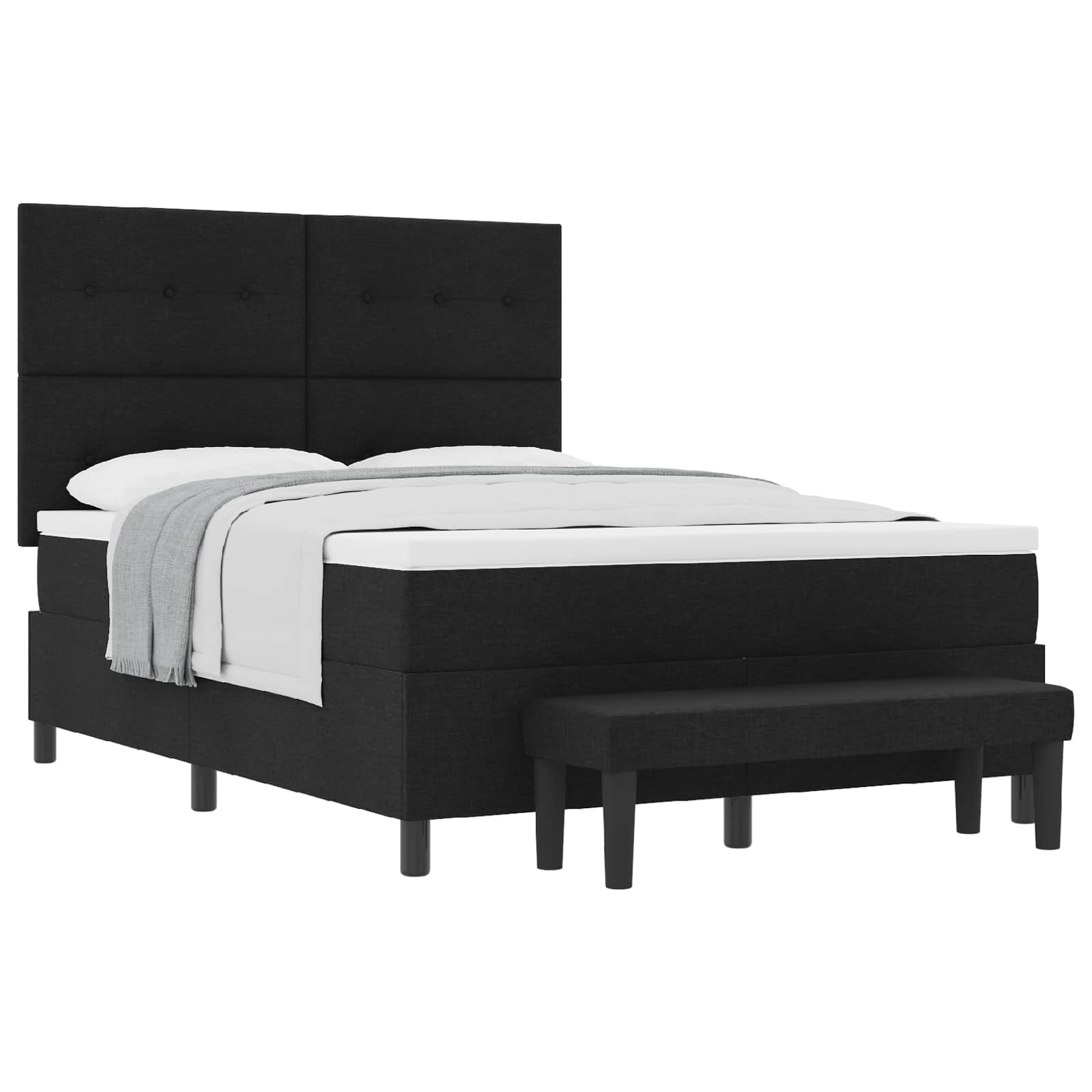 Boxspringbed met hoofdeinde Zwart 140 x 190 cm Stof – afbeelding 2