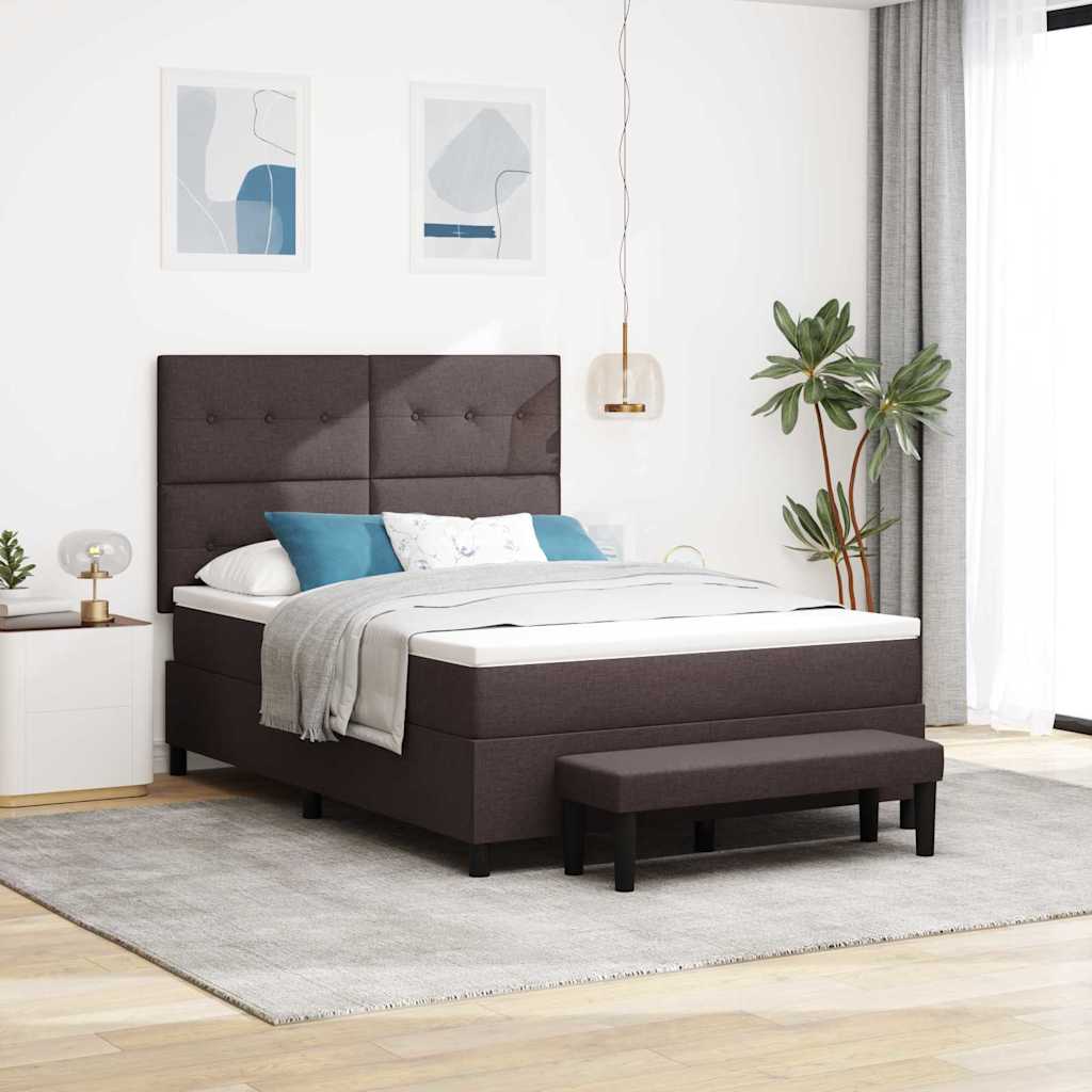 Boxspringbed met hoofdeinde Donkerbruin 140 x 200 cm Stof – afbeelding 1