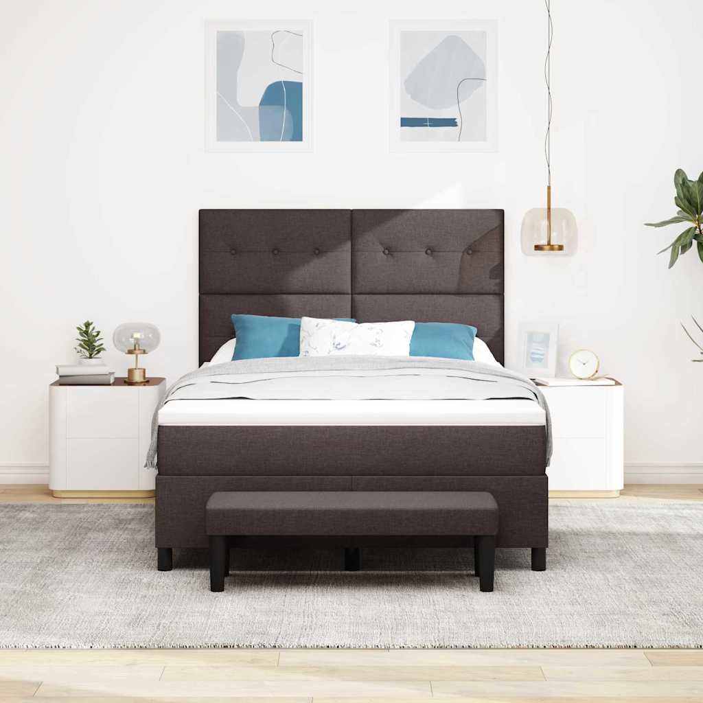 Boxspringbed met hoofdeinde Donkerbruin 140 x 200 cm Stof – afbeelding 3