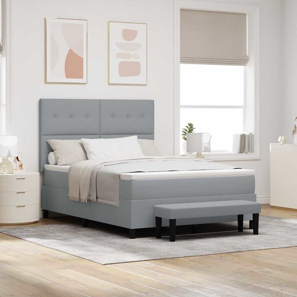 Boxspringbed met matras Lichtgrijs 160 x 200 cm Stof – afbeelding 1
