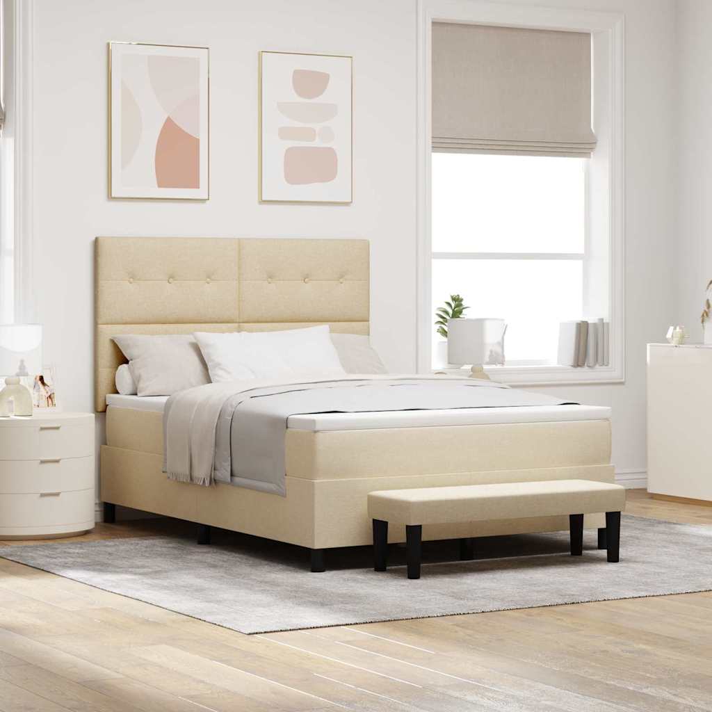Boxspringbed met hoofdeinde Crème 160 x 200 cm Stof – afbeelding 1