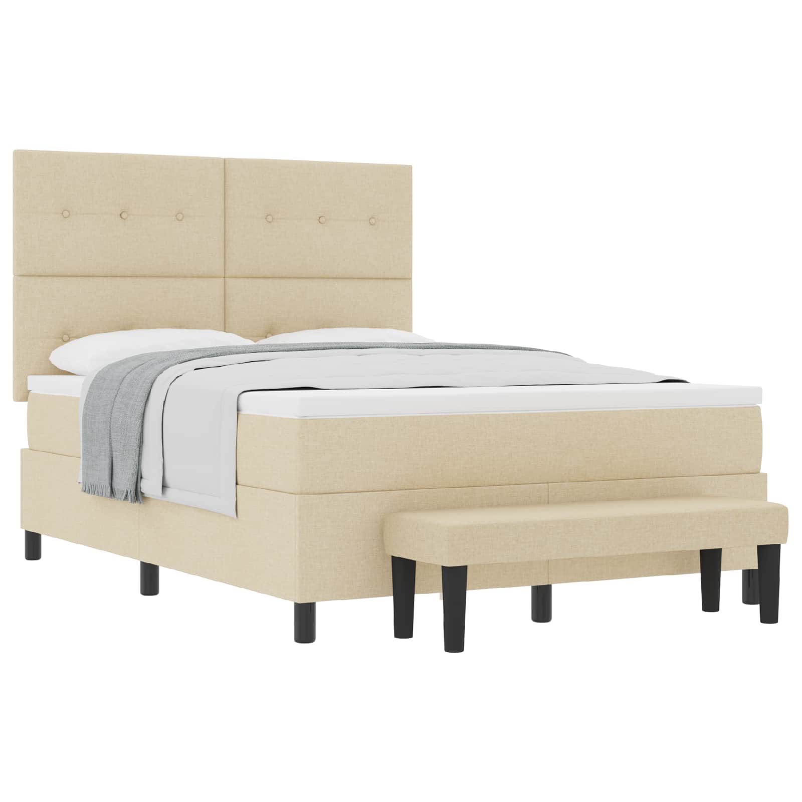 Boxspringbed met hoofdeinde Crème 160 x 200 cm Stof – afbeelding 2