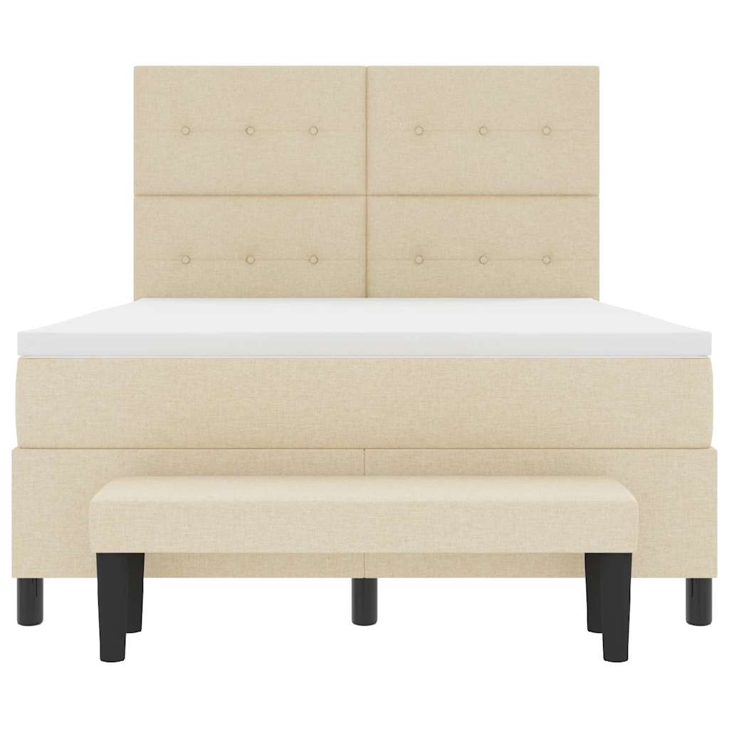 Boxspringbed met hoofdeinde Crème 160 x 200 cm Stof – afbeelding 8