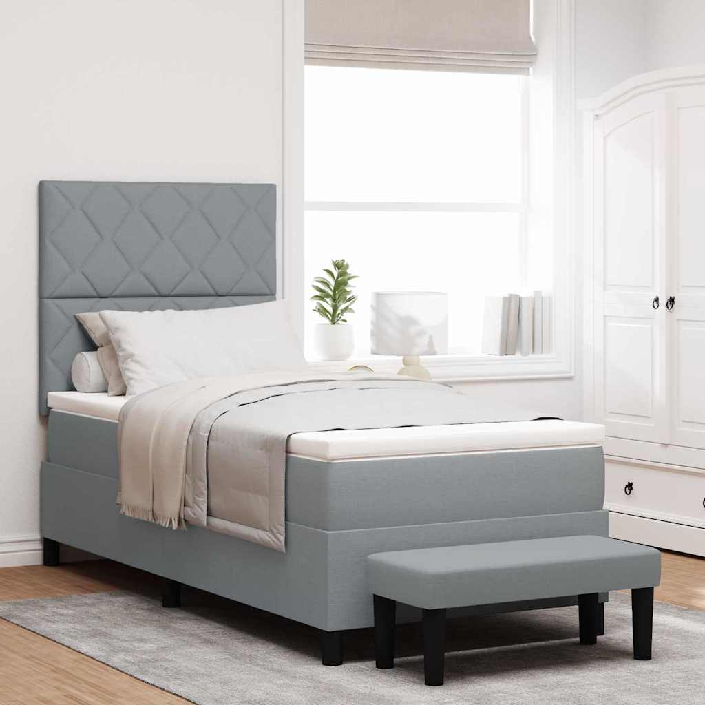 Boxspringbed met hoofdeinde Lichtgrijs 90 x 200 cm Stof