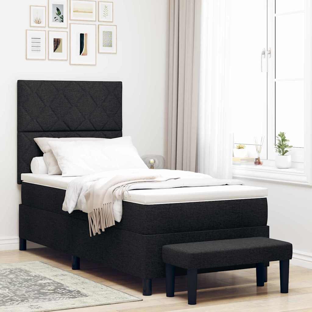 Boxspringbed met hoofdeinde Zwart 100 x 200 cm Stof – afbeelding 1