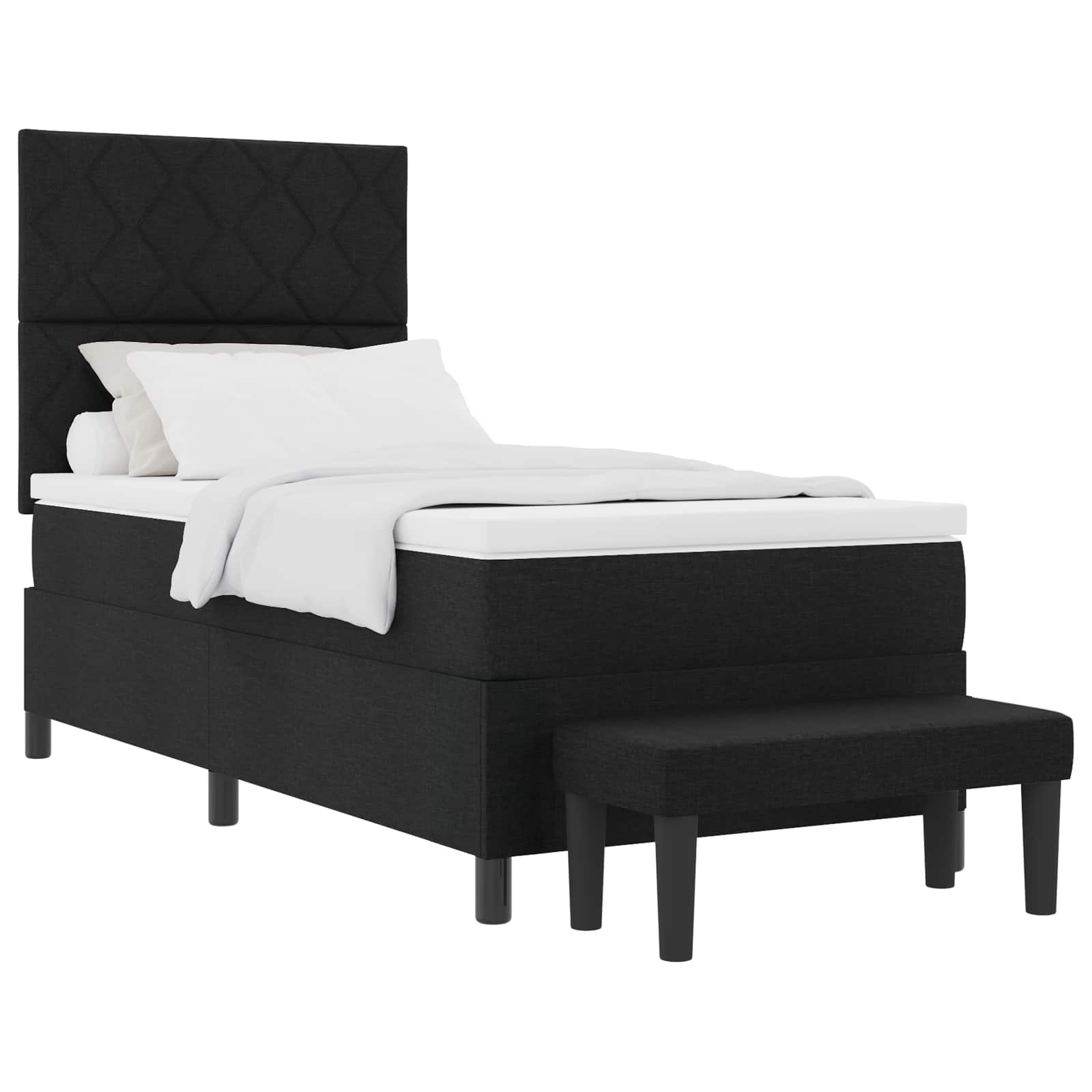 Boxspringbed met hoofdeinde Zwart 100 x 200 cm Stof – afbeelding 2