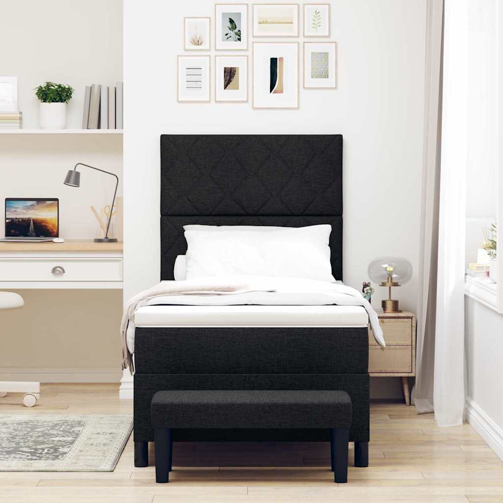 Boxspringbed met hoofdeinde Zwart 100 x 200 cm Stof – afbeelding 3