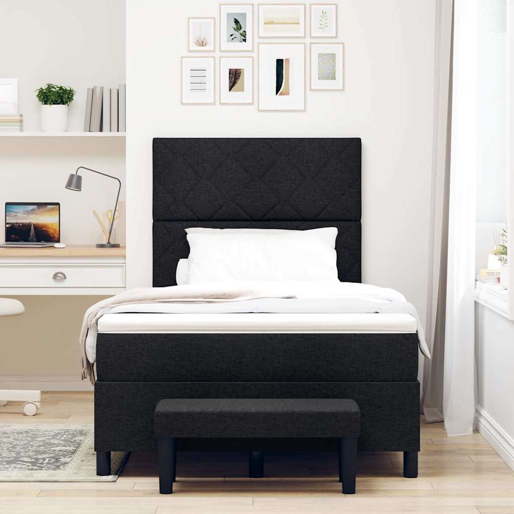 Boxspringbed met hoofdeinde Zwart 120 x 190 cm Stof – afbeelding 3